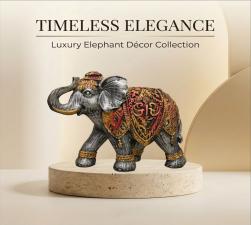 Majestic Gilded Elephant Luxury Statue (Trunk Raised)